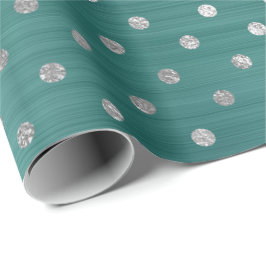 Polka Dots Silver Aqua Aquamarin Tropical Metallic Geschenkpapier