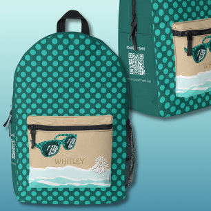 Polka Dots Strand Thema Smart Dynamic QR Code Bedruckter Rucksack