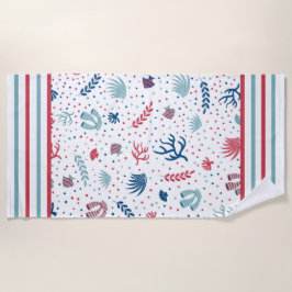 Polka Dots, Streifen, Fisch und Korallen Strandtuch