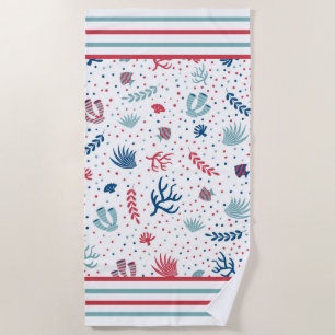 Polka Dots, Streifen, Fisch und Korallen Strandtuch