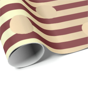 Polka Dots Stripes Champaigne Gold Burgundy Maroon Geschenkpapier