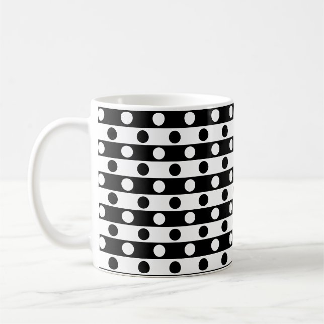 Polka Dots & Stripes Muster - Schwarz & Weiß Kaffeetasse (Links)