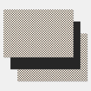 Polka Dots und Black Solid Retro zeitgenössisch Geschenkpapier Set