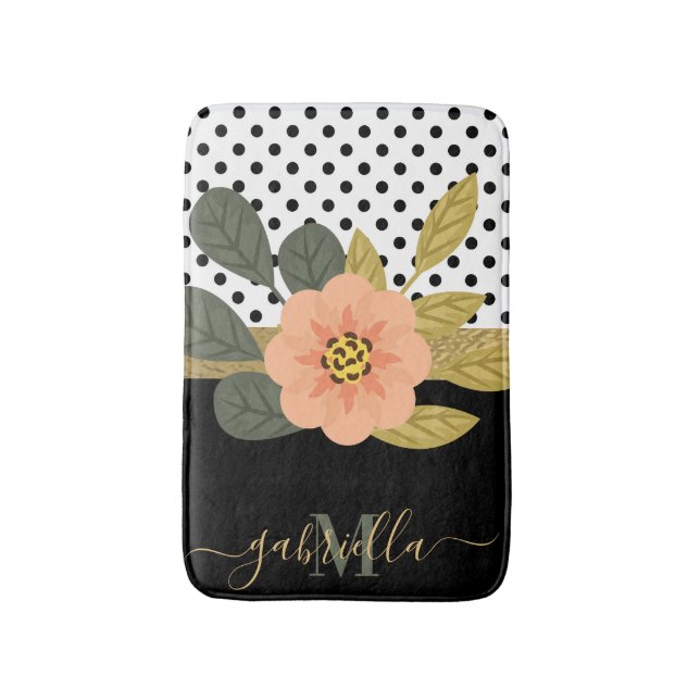 Polka Dots und Floral Badematte (Vorderseite Vertikal)
