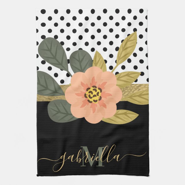 Polka Dots und Floral Geschirrtuch (Vertikal)