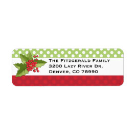 Polka Dots und Holly Christmas Address Label