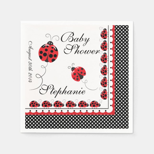 Polka Dots und Niedliche Ladybugs Paper Party Napk Serviette (Vorderseite)