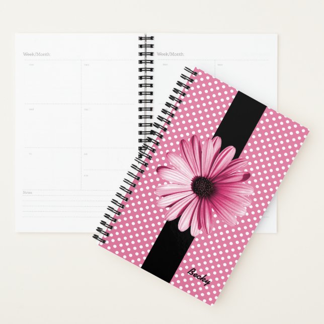 Polka Dots und Pink Blume Custom Planner Planer (Anzeige)