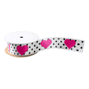 Polka Dots und rosa Herzen Satinband