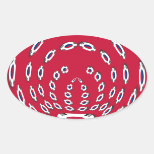 Polka Dots unter südkoreanischer Flagge: Eine Dreh Ovaler Aufkleber