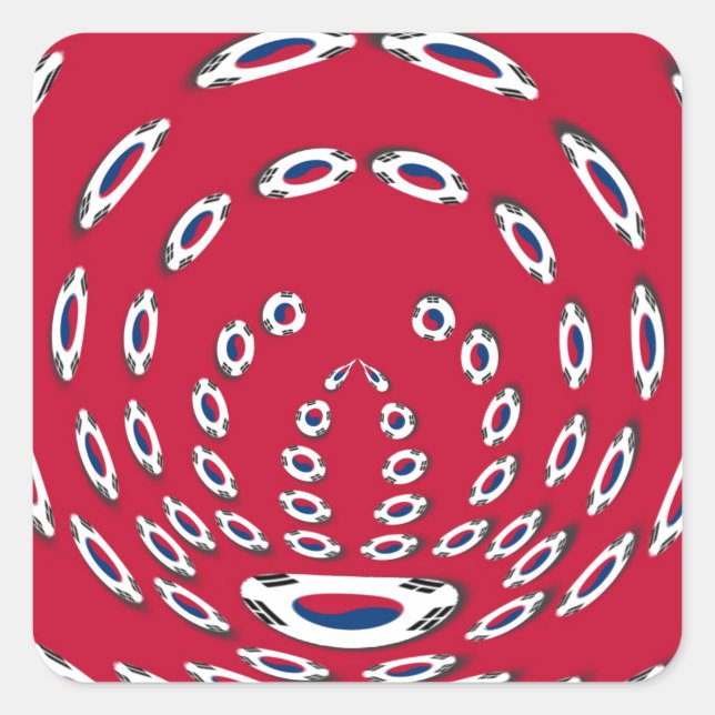 Polka Dots unter südkoreanischer Flagge: Eine Dreh Quadratischer Aufkleber (Vorderseite)