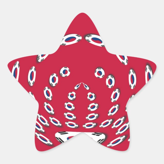 Polka Dots unter südkoreanischer Flagge: Eine Dreh Stern-Aufkleber (Vorderseite)