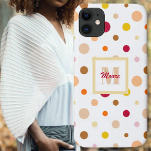 Polka Dots - Verschiedene Größen weiß - warme Farb Case-Mate iPhone Hülle