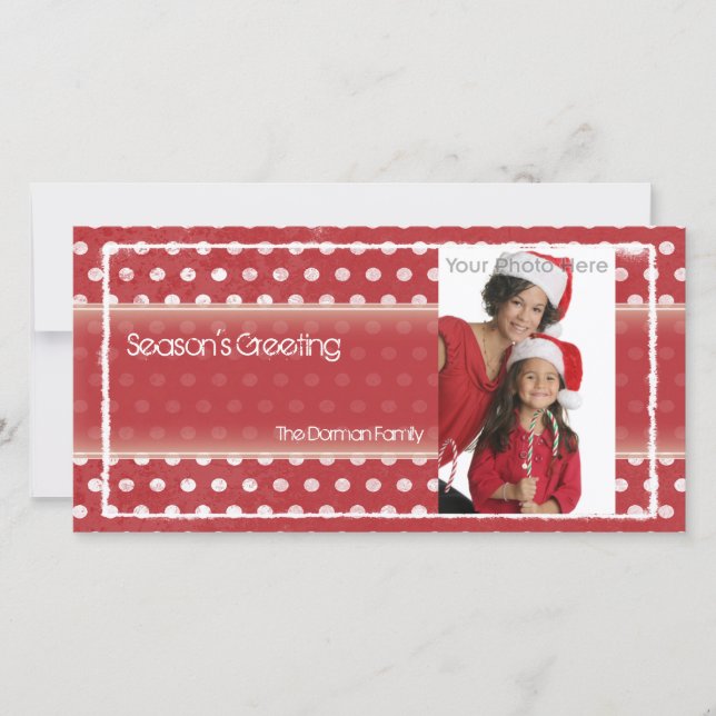 Polka dots Weihnachts-Fotokarte Feiertagskarte (Vorderseite)
