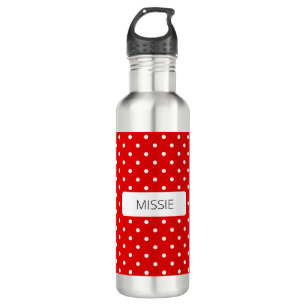 Polka Dots White auf Red Edelstahlflasche