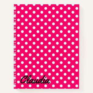 Polka Dots White Hot Pink Name Notizbuch