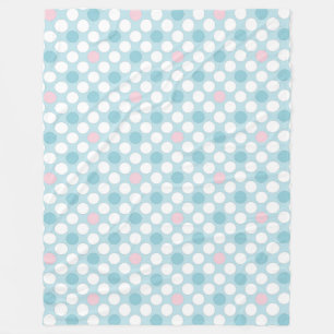 Polka dots white pink blue retro fleecedecke