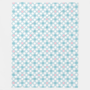 Polka dots white pink blue retro fleecedecke