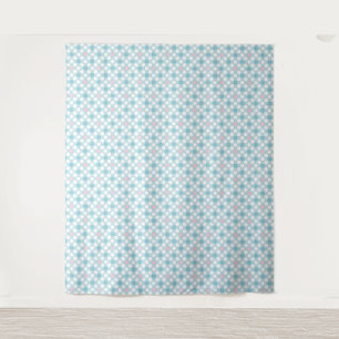 Polka dots white pink blue retro wandteppich