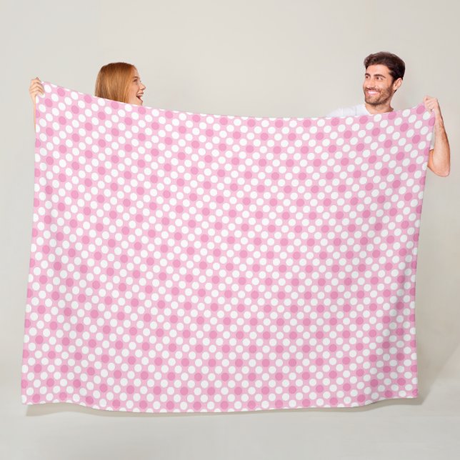 Polka dots white pink Retro Fleecedecke (Beispiel)