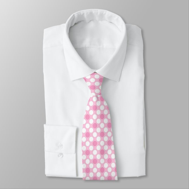 Polka dots white pink Retro Krawatte (Gebunden)