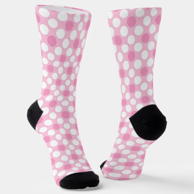 Polka dots white pink Retro Socken (Gewinkelt)