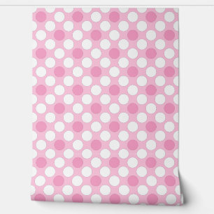 Polka dots white pink Retro Tapete
