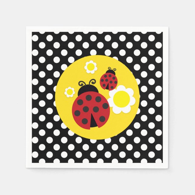 Polka Dots Yellow Flowers Red Ladybug Babydusche Serviette (Vorderseite)