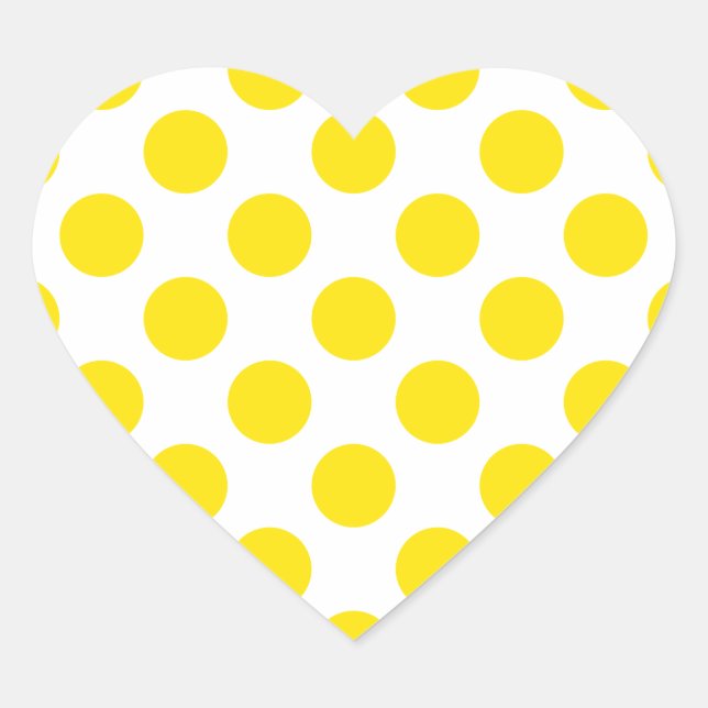Polka Dots Yellow Herz-Aufkleber (Vorderseite)