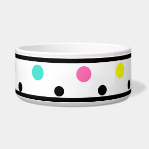 Polka Dots Yellow Pink Türkis Pet Bowl Napf