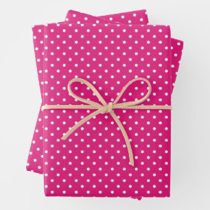 Polka-Dottern-Muster in Weiß und Hot Rosa Geschenkpapier Set