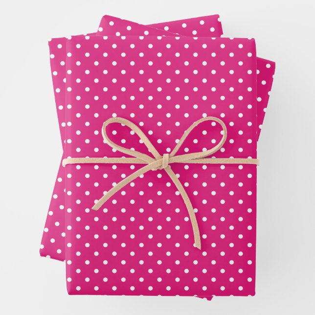 Polka-Dottern-Muster in Weiß und Hot Rosa Geschenkpapier Set (Beispiel)