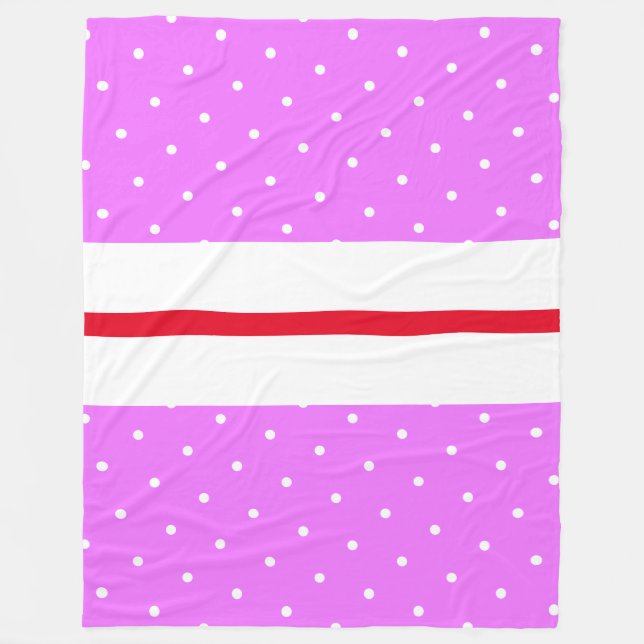 Polka Doty Candy Pink Bright Red White Stripes Fleecedecke (Vorderseite)