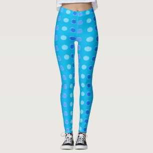 Polka-gepunktete blaue Leggings