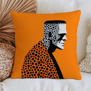Polka gepunktetes Frankenstein-Monster Orange Hall Kissen