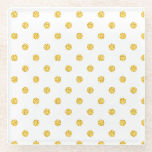 Polka Gold Glitterpunkte Textur Glasuntersetzer