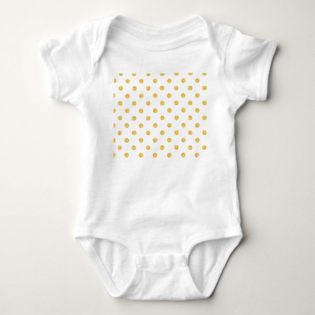 Polka Gold Glitzer Dots Texture Baby Strampler (Vorderseite)