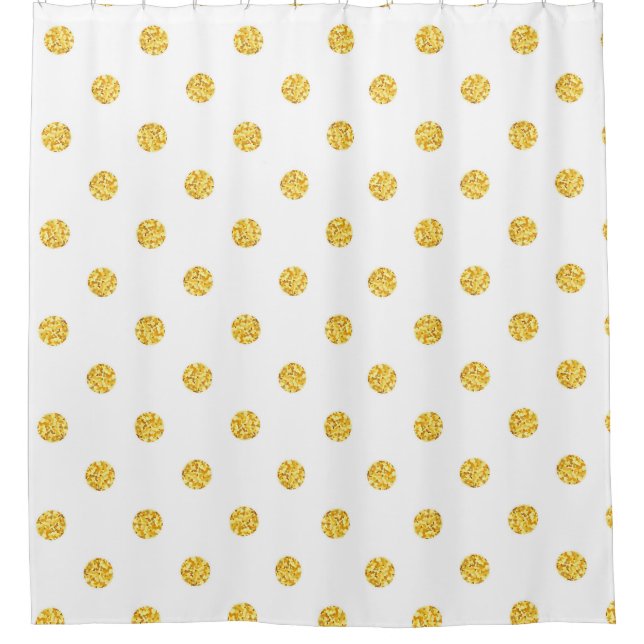 Polka Gold Glitzer Dots Texture Duschvorhang (Vorderseite)