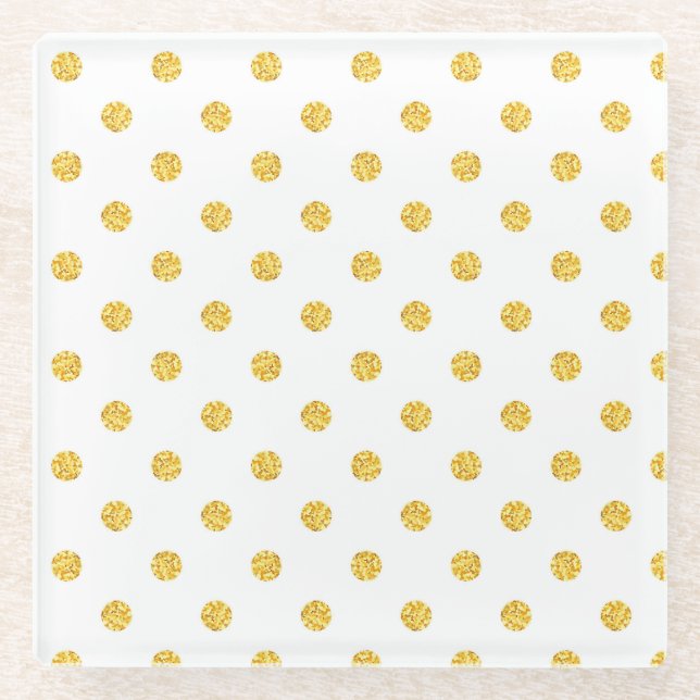 Polka Gold Glitzer Dots Texture Glasuntersetzer (Vorderseite)