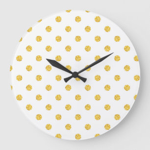 Polka Gold Glitzer Dots Texture Große Wanduhr