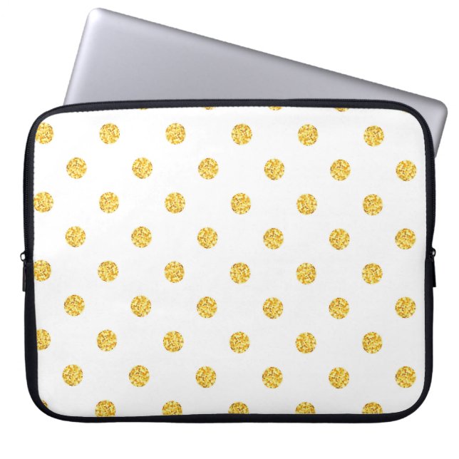 Polka Gold Glitzer Dots Texture Laptopschutzhülle (Vorderseite)