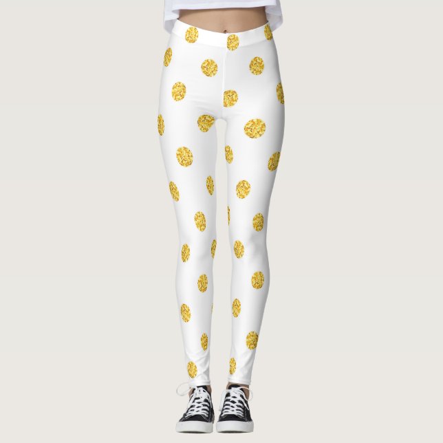Polka Gold Glitzer Dots Texture Leggings (Vorderseite)