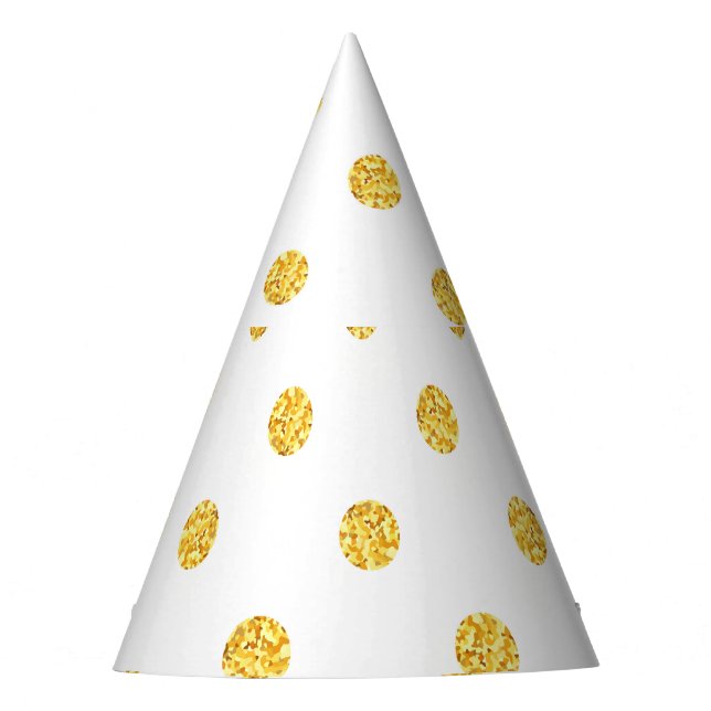 Polka Gold Glitzer Dots Texture Partyhütchen (Vorderseite)
