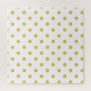 Polka Gold Glitzer Dots Texture Puzzle