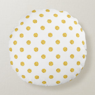 Polka Gold Glitzer Dots Texture Rundes Kissen