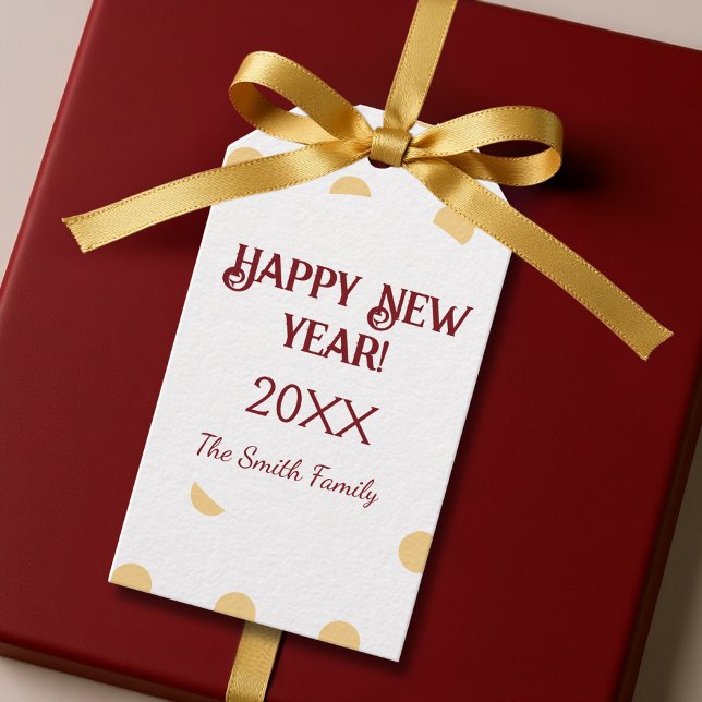 Polka Gold Silvester Party Geschenkanhänger (Polka Gold New Year’s Eve Personalized Holiday Gift Tags)