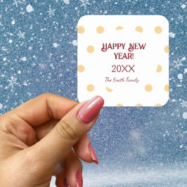 Polka Gold Silvester Party Quadratischer Aufkleber
