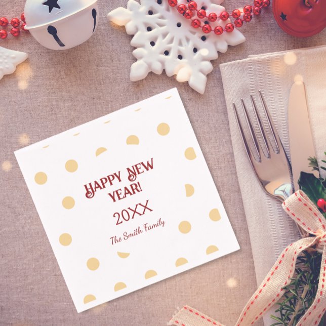 Polka Gold Silvester Party Serviette (Polka gold New Year's Eve Party Napkin)