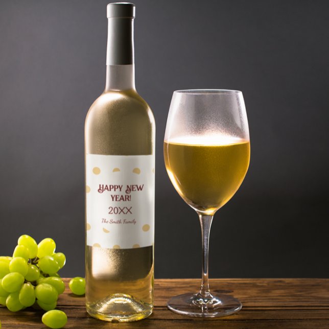 Polka Gold Silvester Party Weinetikett (Polka Gold New Year’s Eve Festive Celebration Wine Label)