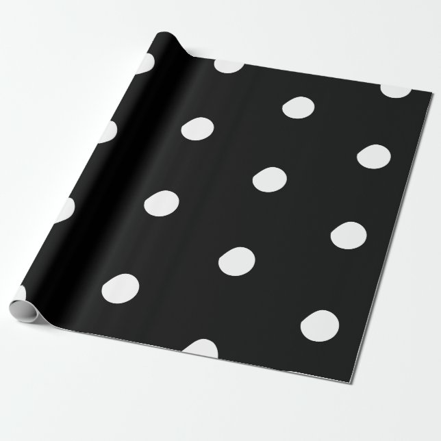 Polka hat ein Schwarz-weißes, feines, elegantes Mu Geschenkpapier (Ungerollt)